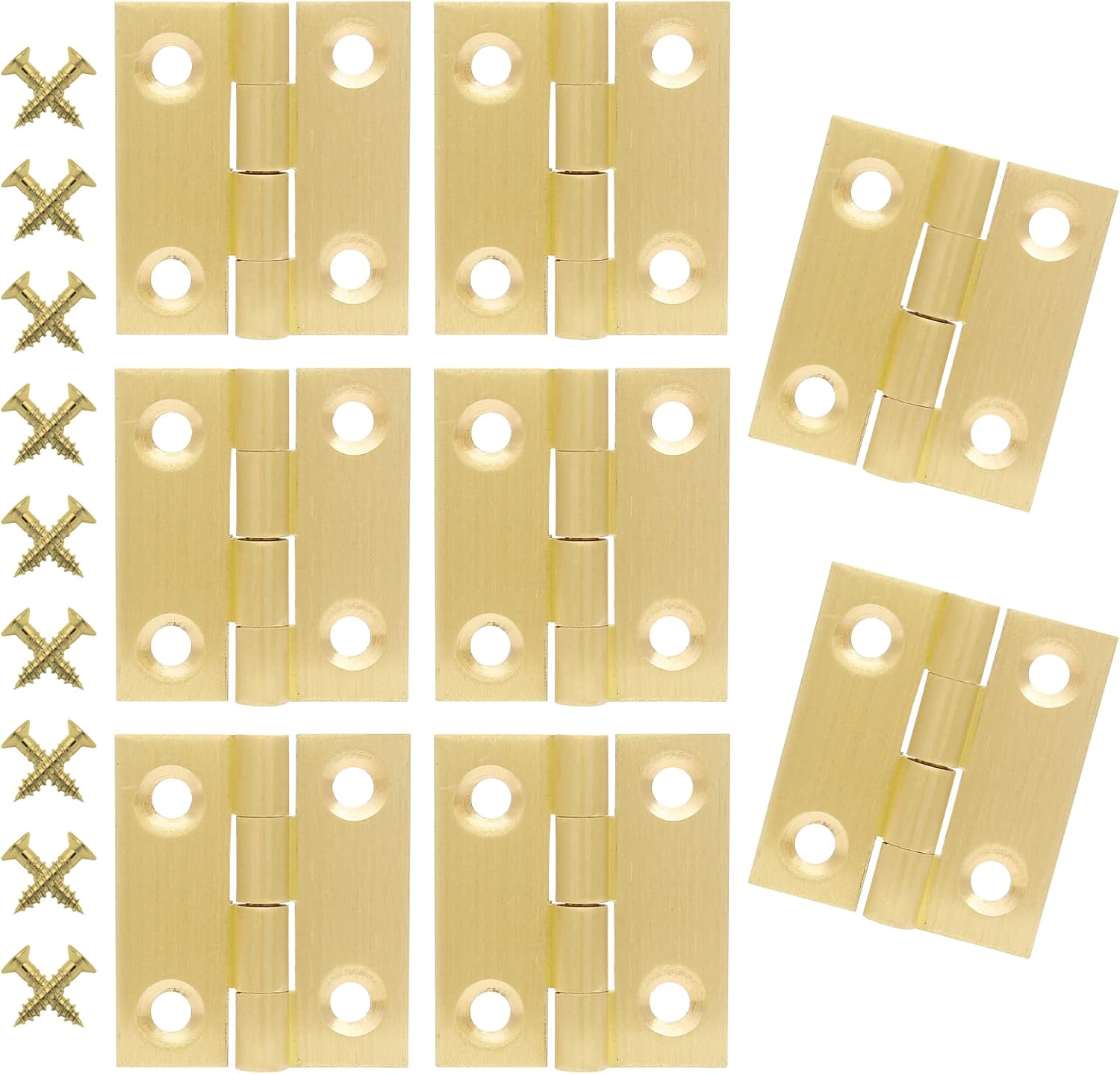 Suiwotin 8pcs 1 Inch Brass Hinges, Mini Butt Hinges Door Hinge