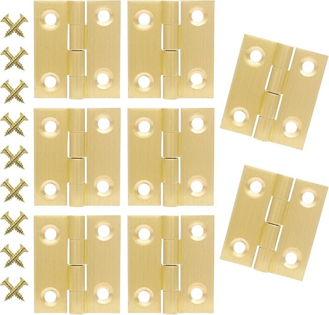 Suiwotin 8pcs 1 Inch Brass Hinges, Mini Butt Hinges Door Hinge