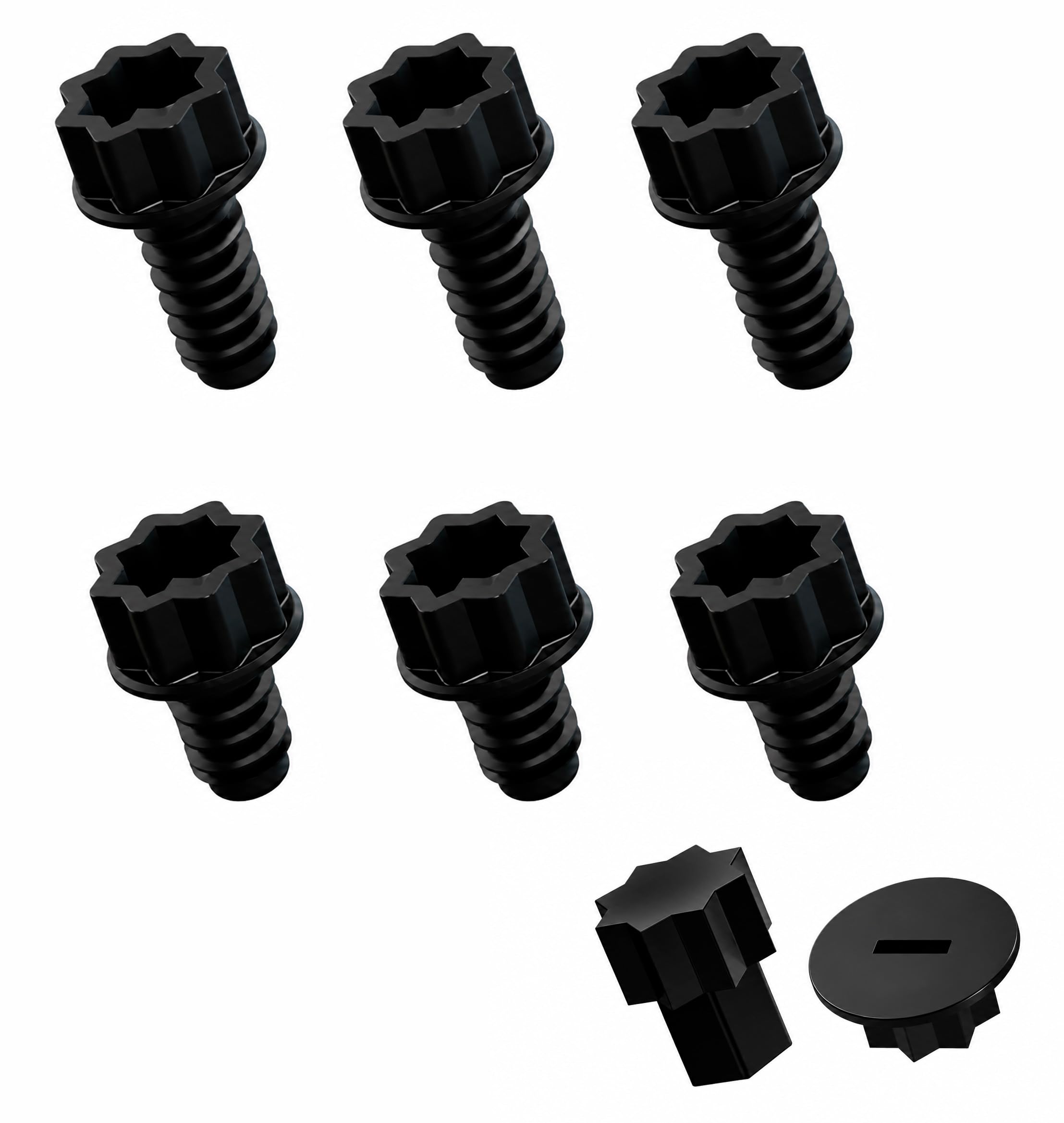Kit de vis de rechange pour meubles de jardin compatibles avec Keter Allibert - 6 pièces (3-45 mm et 3-34 mm) + adaptateur universel/vis pour meubles de jardin ABS (noir)