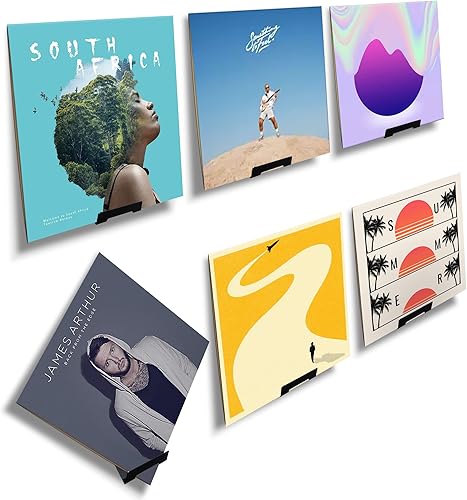 MyLifeUNIT Soporte de pared para discos de vinilo, paquete de 6 soportes de metal para exhibición de álbumes (negro)