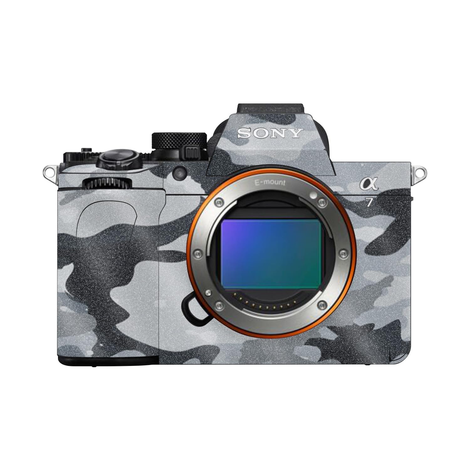 Glossy Glitter Camera Skin Compatible with Sony Alpha A7 Mark V (2025) - Gray Camouflage - Premium 3M Vinyl Protective Wrap Decal Cover - Easy to Apply | Crafted in the USA by MightySkins