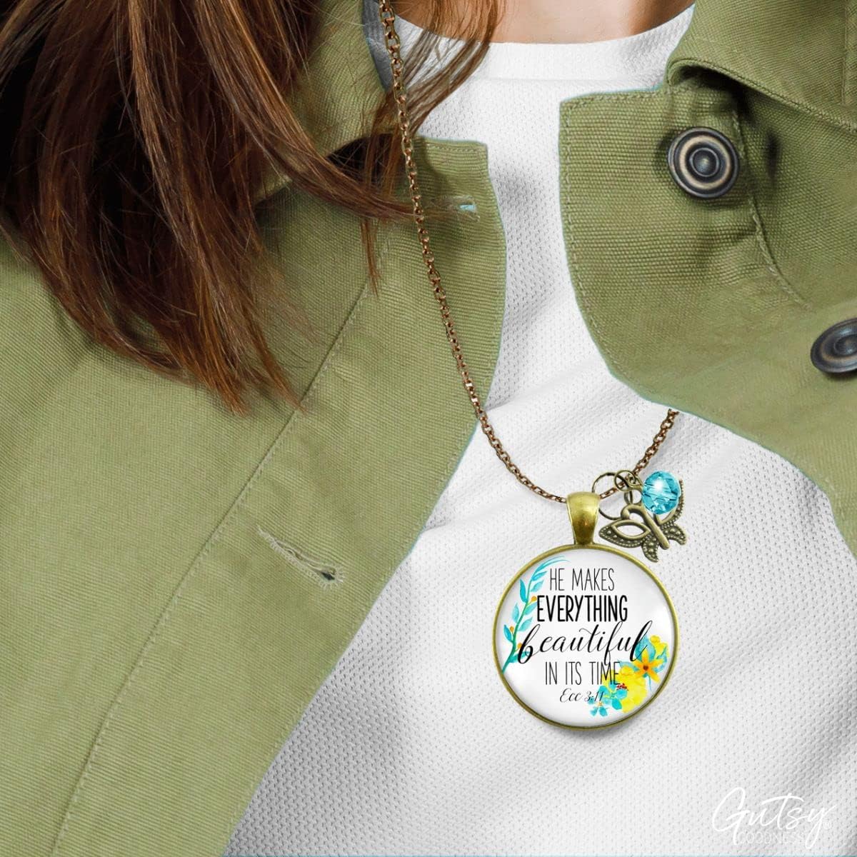 Gutsy Goodness Life Plans Theme Faith Necklace Handmade Message Jewelry Pendant