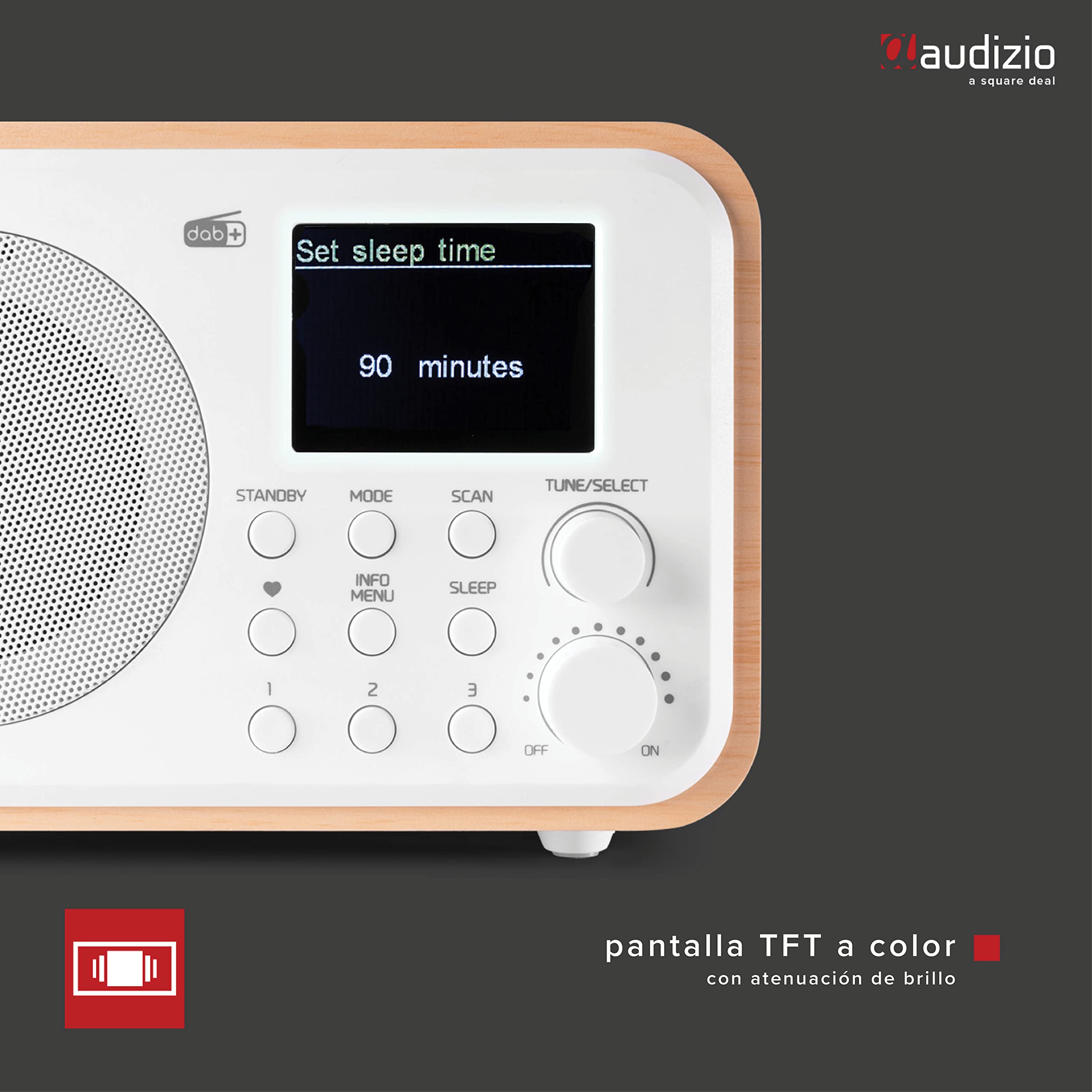 Audizio Milan - Radio Dab portátil con Bluetooth y batería incorporada, Despertador con Temporizador de Apagado, Radio FM - Blanco