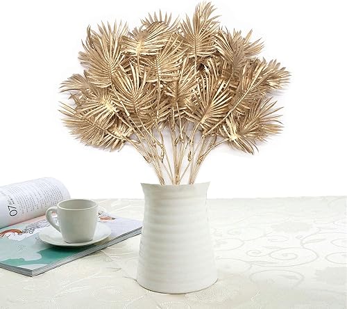 Miniatura 4 de Plantas artificiales con hojas de abanico doradas, arbustos falsos, arbustos de helecho, arbustos sintéticos, vegetación para interiores y