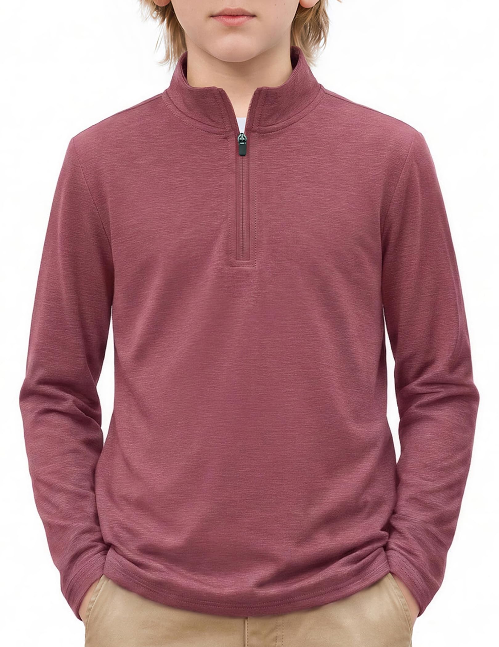 Arshiner Boy's Quarter Zip Pullover Lightweight Mock Neck Active Tops