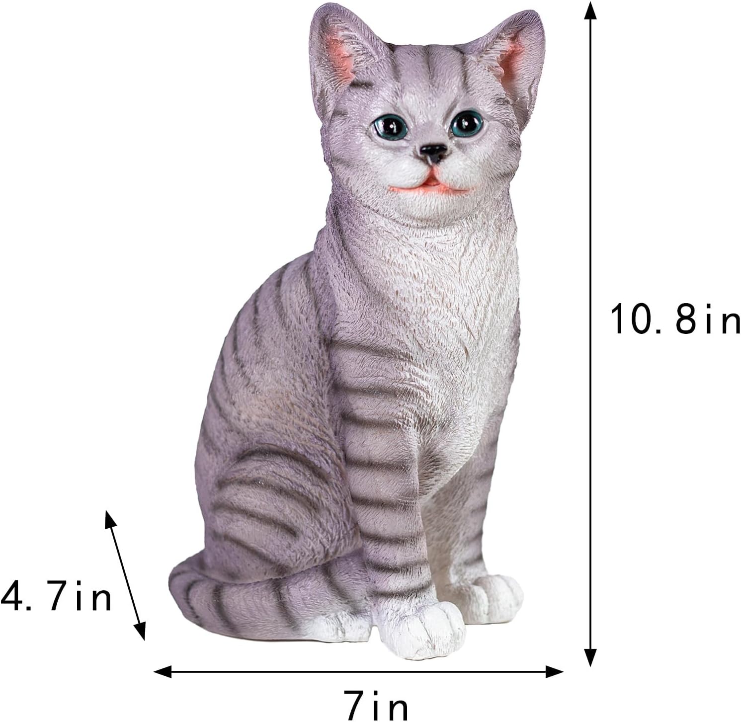 Outdoor cat Sculpture Garden Cat Statue, Gray Resin, 10.8 x 7 x 4.7 inches, Grey Kitten Statue Courtyard, Lawn, Yard Decoration, Cute Kitten Gift - Image 3