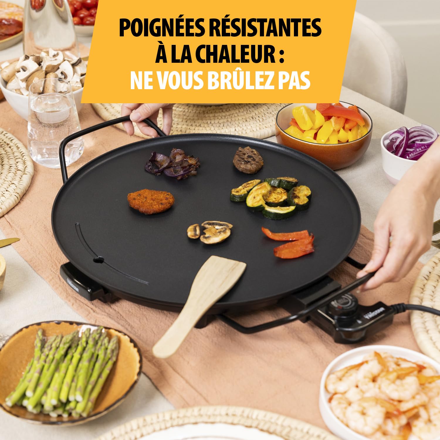 Tristar plancha ronde BP-2787 - Ø 40 cm - Pour 4 personnes - 2 000 W
