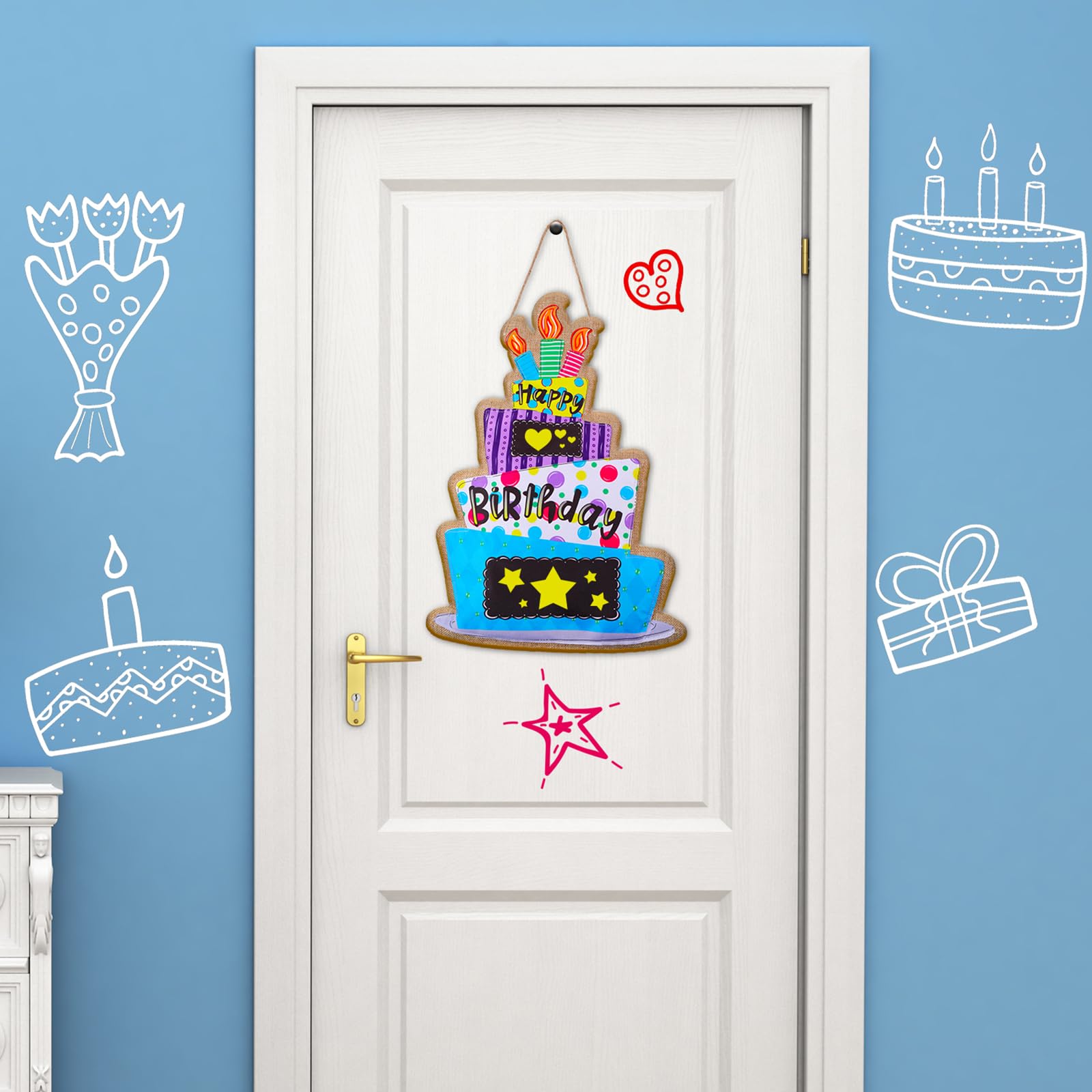 Amazon.com: Happy Birthday Burlap Door Decor Birthday Personalized Name ...