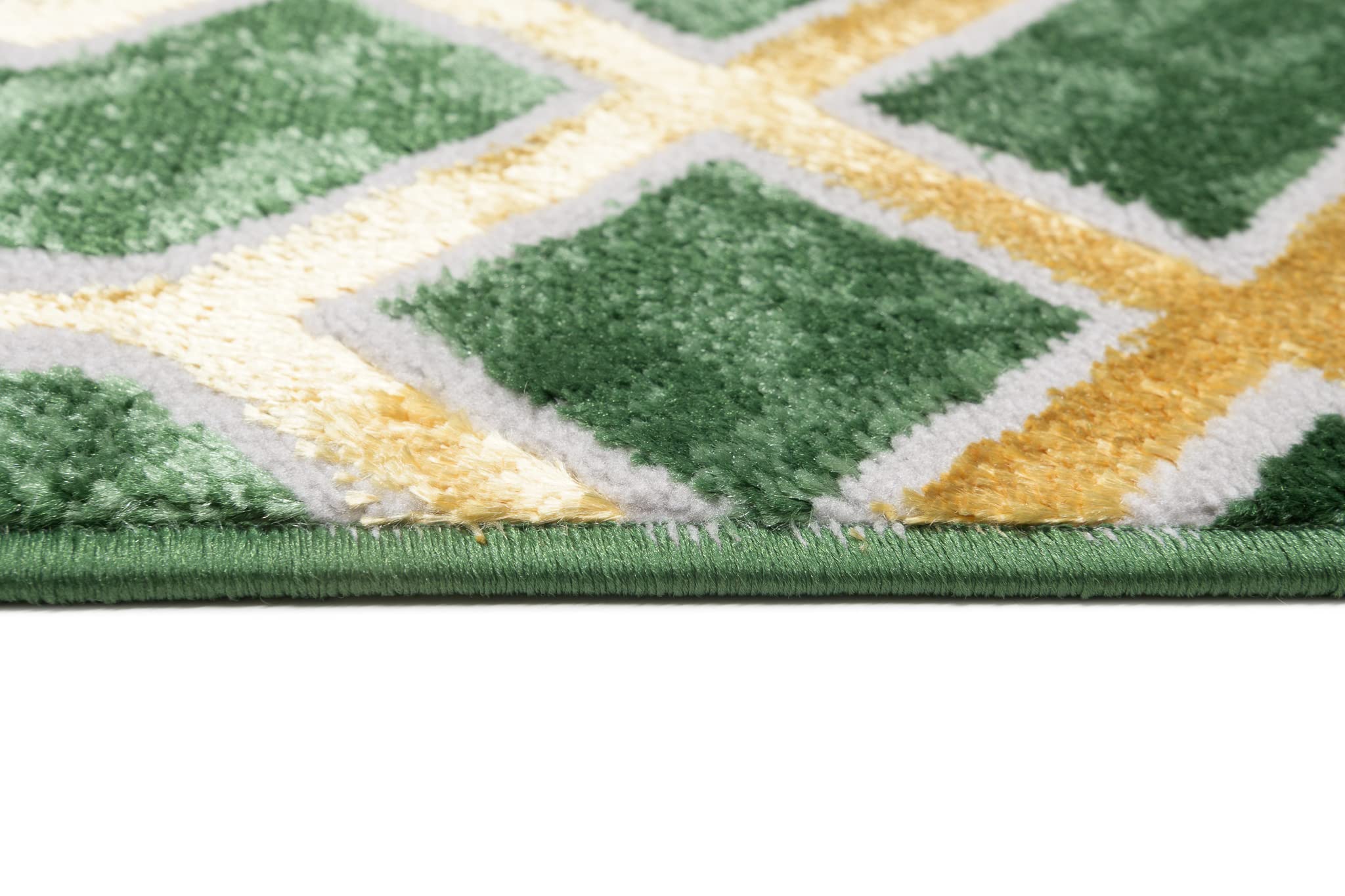 TAPISO Turmalin Tapis de Salon Chambre Salle à Manger Ado Bureau Entrée Design Moderne Vert Or Brillant Moucheté Hexagones Géométrique Intérieur Doux Poils Ras 80 x 150 cm