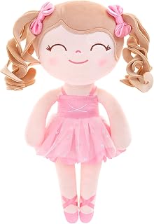 Gloveleya Baby Doll Gifts Plush Curly Hair Ballet Dolls Soft Girl Toys Pink 33CM