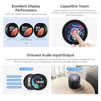 Waveshare ESP32-S3 1.46inch Round Display Development Board, 412×412