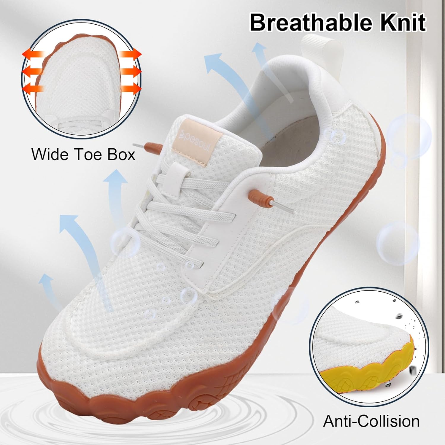 Spesoul Mens Barefoot Shoes Wide Hiking Shoes Zero Drop Minimalist Sneakers Lightweight Breathable Slip On for Water Trail Running Workout Grounded Walking