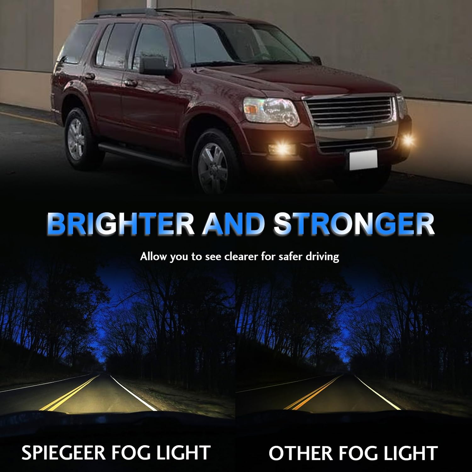 Fog Lights Assembly for 2006 2007 2008 2009 2010 Ford Explorer Replacement Lamps Kit with H10 12V 42W Halogen Bulbs ​Clear Lens