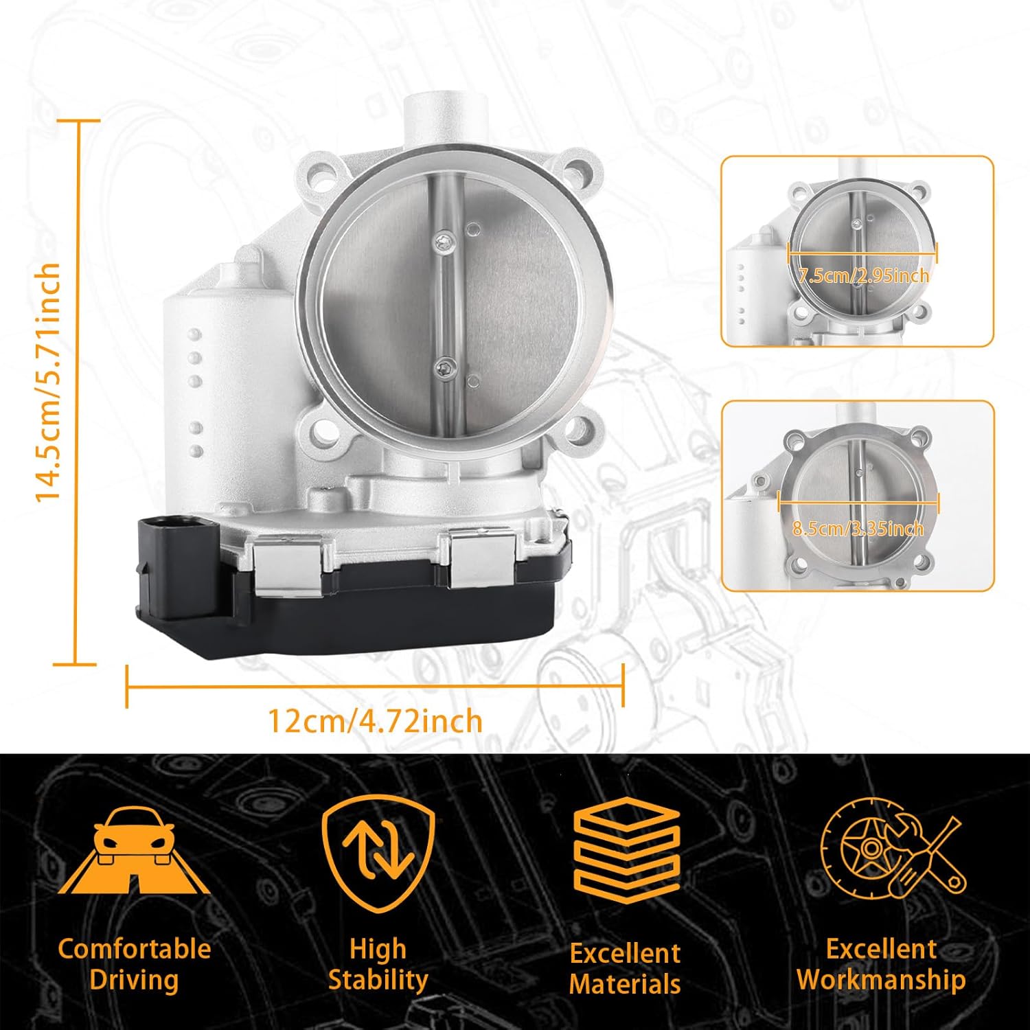 Electronic Throttle Body Assembly Fit for Audi A4 A5 A6 A7 A8 Quattro Q5 Q7 2011-2019 S4 S5 SQ5 2014-2017 Volkswagen Touareg 3.0L 3.2L V6, Replace Part # S20506 67-4012 06E133062H