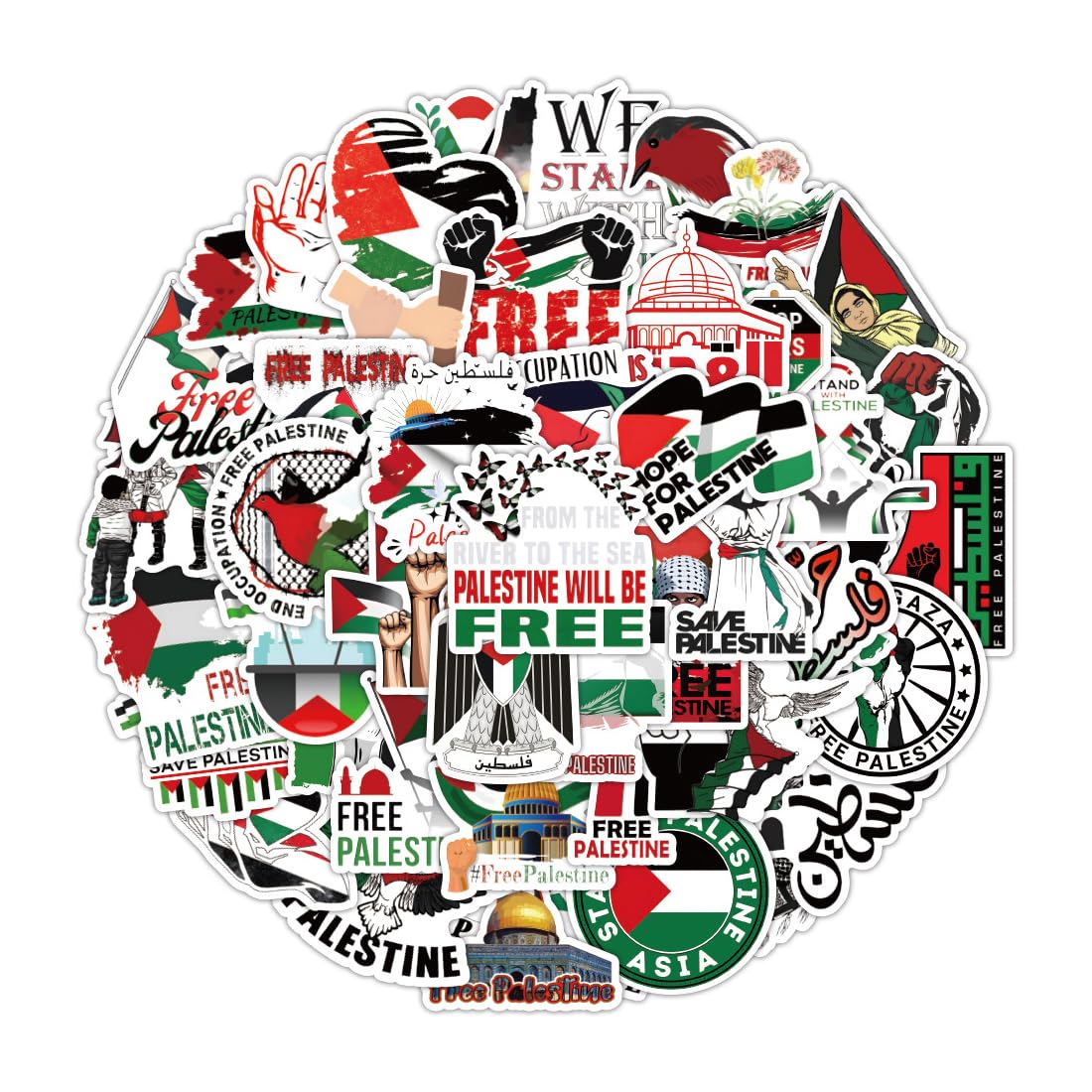 100 Adesivi Della Palestina | DIFLAX | Bandiera E Simboli | Free Palestine | Impermeabili E Resistenti | Per Laptop, Borraccia, Chitarra - 2