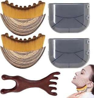 Diyixic 3 Piece Lymph Drainage Facial Brush Set Alpine Fiber Brushes Meridian Comb for Face Jaw Contour Anti-Swelling