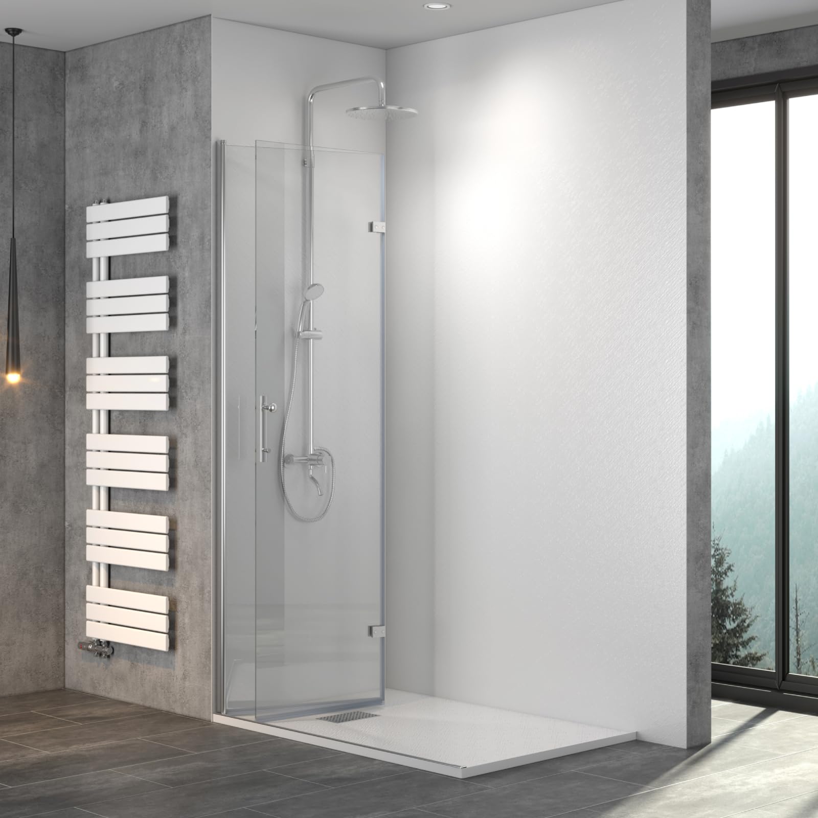 WITEN&NOCK Walk In Duschwand Dusche 120cm Drehfalttür Faltbare Duschtür Trennwand ESG Nano Glas 195cm