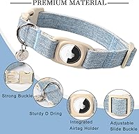 Vista 142 de DOGWONG Collar de perro Airtag de algodón y cáñamo, collar resistente para perros con soporte para Airtag, collares verdes para perros pequeños