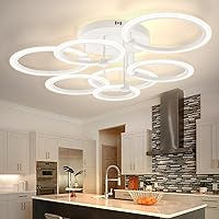 Vista 8 de Lámpara de Techo LED Moderna Regulable Accesorios de Lámpara de Techo con Control Remoto 7 Anillos Blanca Luces de Techo Empotradas 31.8 pulgadas