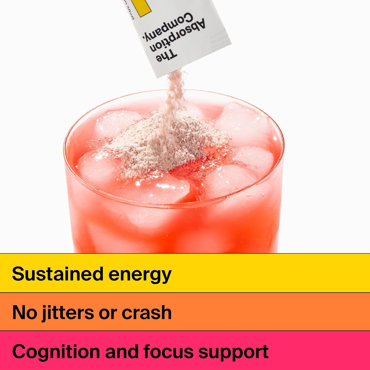 The Absorption Company Energy Drink Powder Mix Packets – Clean Energy Booster to Support Alertness with 150mg Natural Caffeine & Vitamin C – Fruit Punch Flavor, 7 Sticks