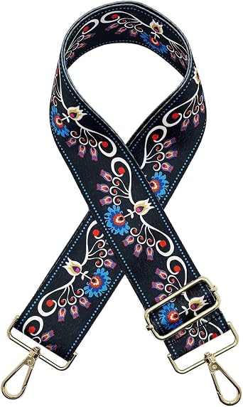 2" Wide Handbag Strap Purse Straps Replacement Adjustable Guitar Strap Cross-Body Bag Straps with Gold Metal Buckles