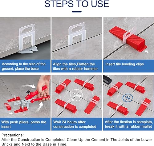 Miniatura 4 de Sistema de Nivelación de Azulejos con Clips Espaciadores de Azulejos de 1/32" Separadores de Nivelador de Azulejos de 1mm Juego de Herramientas