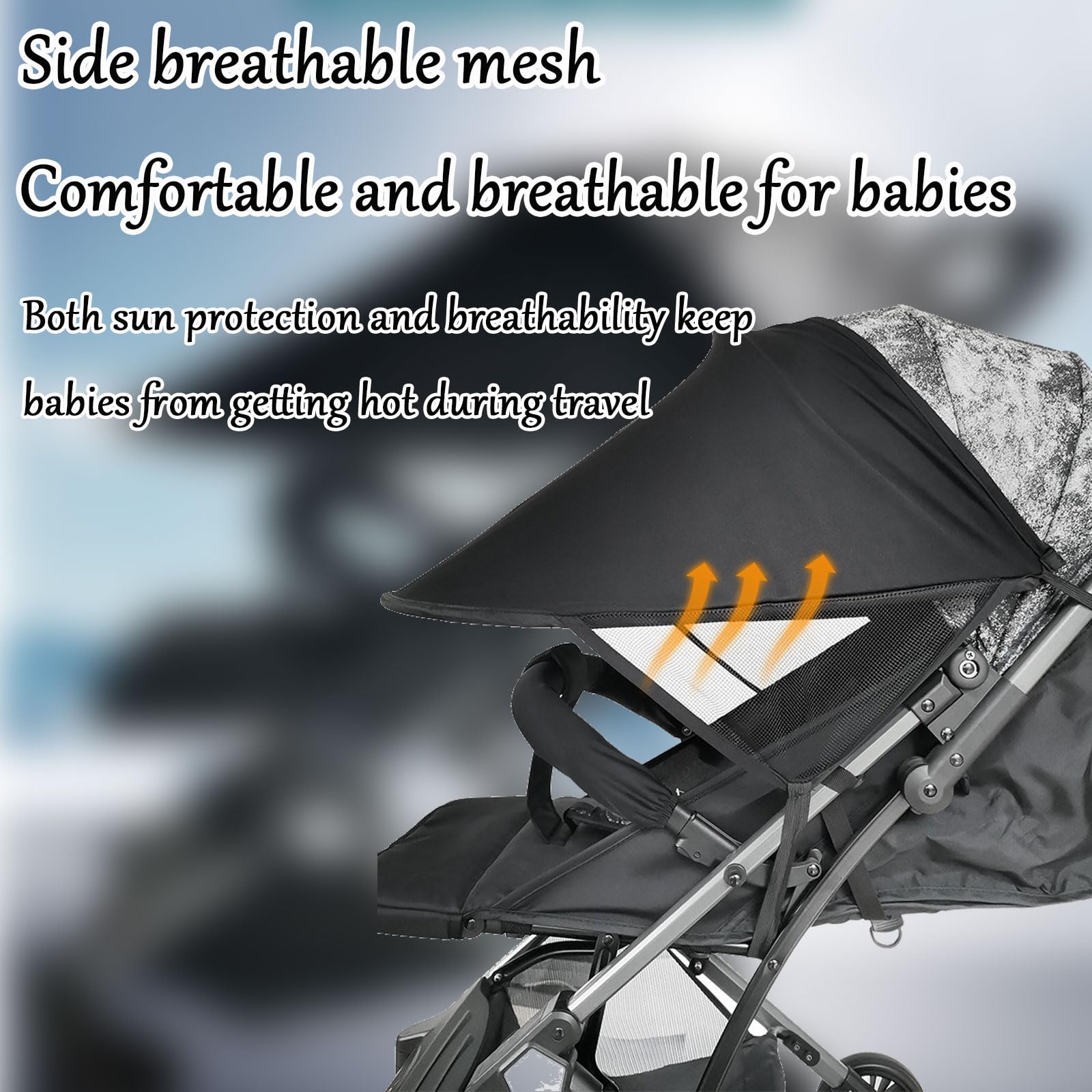 Universal Baby Stroller Sun Cover, Pram Buggy Sunshade and Blackout Blind, Foldable Adjustable Sun Protection Canopy - Image 4