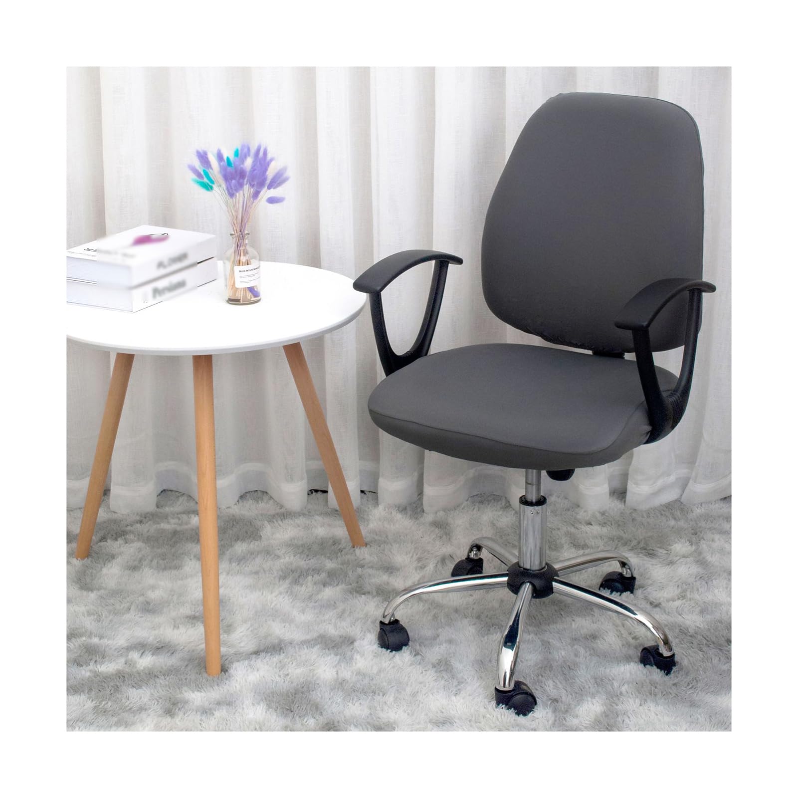 Mswborml Dividida Funda Elástica para Silla de Ordenador de Oficina 2 Piezas, Ergonómico Fundas para Sillas de Oficina Sin Brazos, Spandex Protectores de Cojín de Asiento de Silla Lavable,P