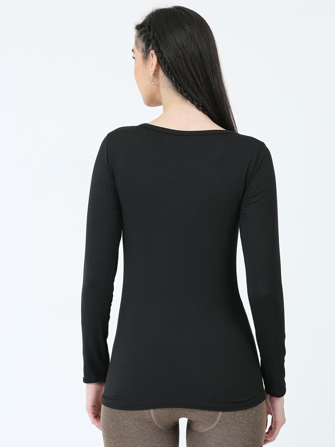 Heat Logic Women’s Thermal Long Sleeve - Warm Fleece-Lined Base Layer for Cold Weather, Black - Image 4