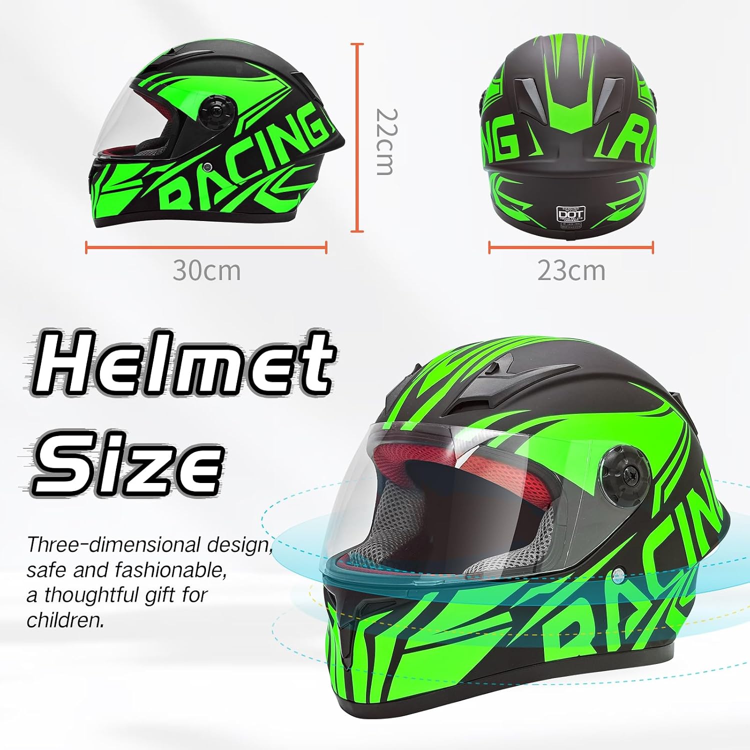 Fashion Kids Motorcycle Helmets Teen Motor-Bike Scooter Biker BMX Four Wheelers Full Face Helmets Boys Girls DOT Approved