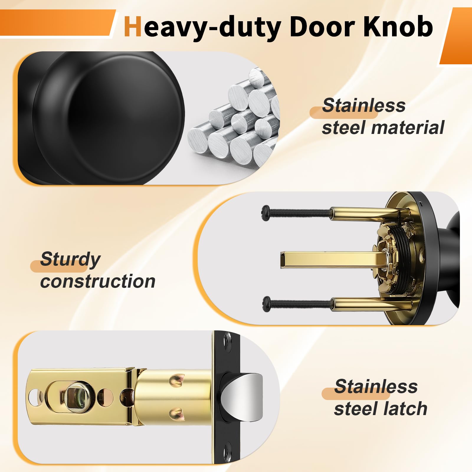 Probrico Matte Black Door Knobs - 10 Pack -4