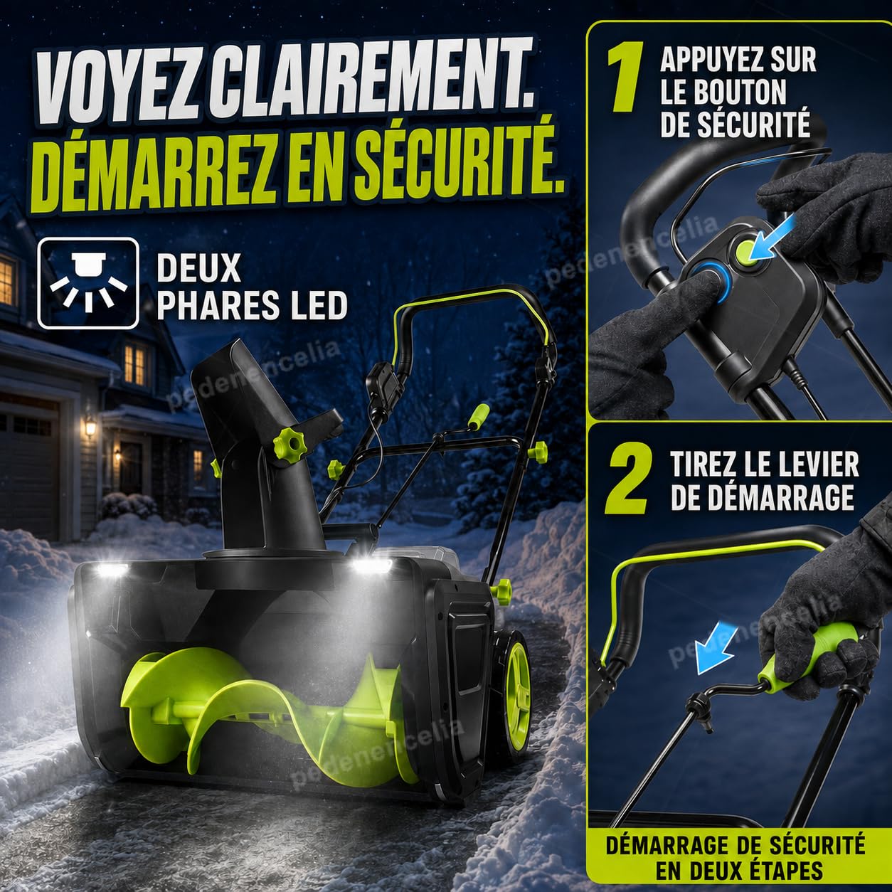 Fraise à Neige sans Fil, Moteur sans Balais 4batteries
