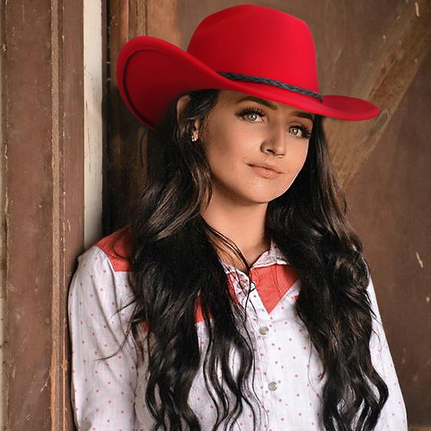 DRESHOW Western Cowboy Hat for Men Women Cowboy Cowgirl Hat Outdoor Wide Brim Retro Felt Fedora Hats Unisex Rolled up Caps - Image 2