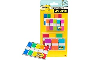 Flags Combo Pack, 4 On-The-Go Dispensers, 120 .94 in Wide, 200 .47 in Wide Flags