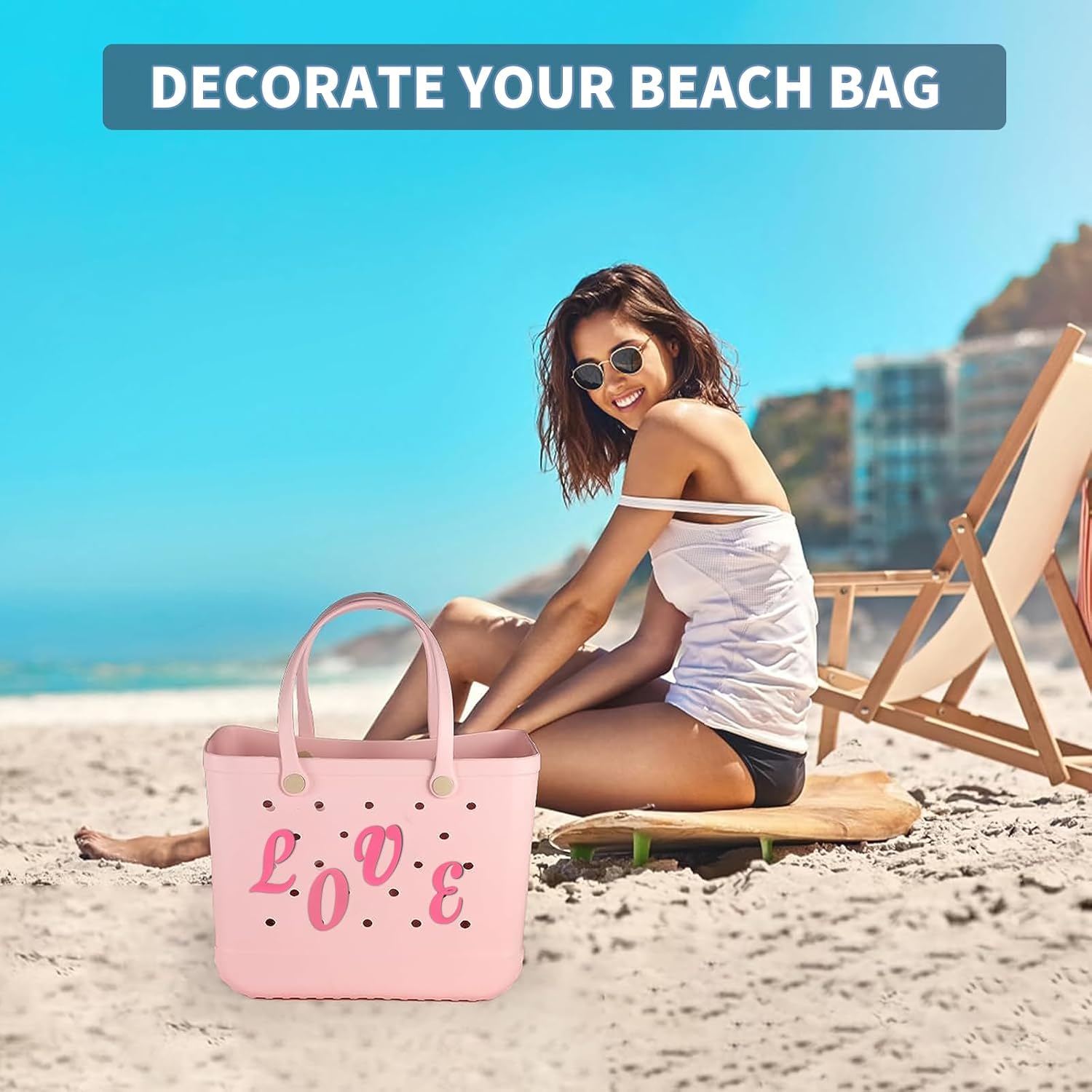 Bag Charms Accessories for Bogg Bag Decorative Insert Letter Pink image 2