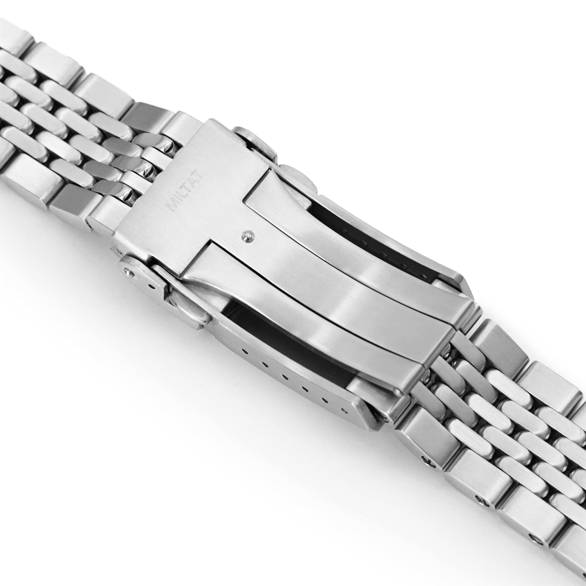 Correa de reloj de goma BOR de 22 mm compatible con modelos Seiko 5 Sport, 2 tonos cepillados y pulidos.