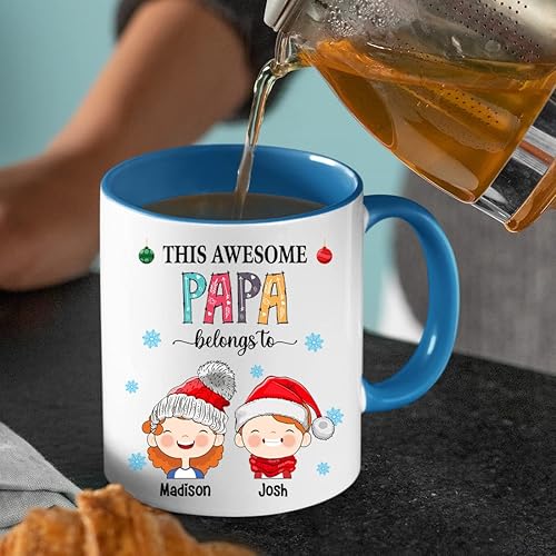 Miniatura 13 de Yeh Gift Tazas de Navidad personalizadas. Taza de café personalizada con tu nombre y nombre de miembro de la familia. Regalos familiares para Ver