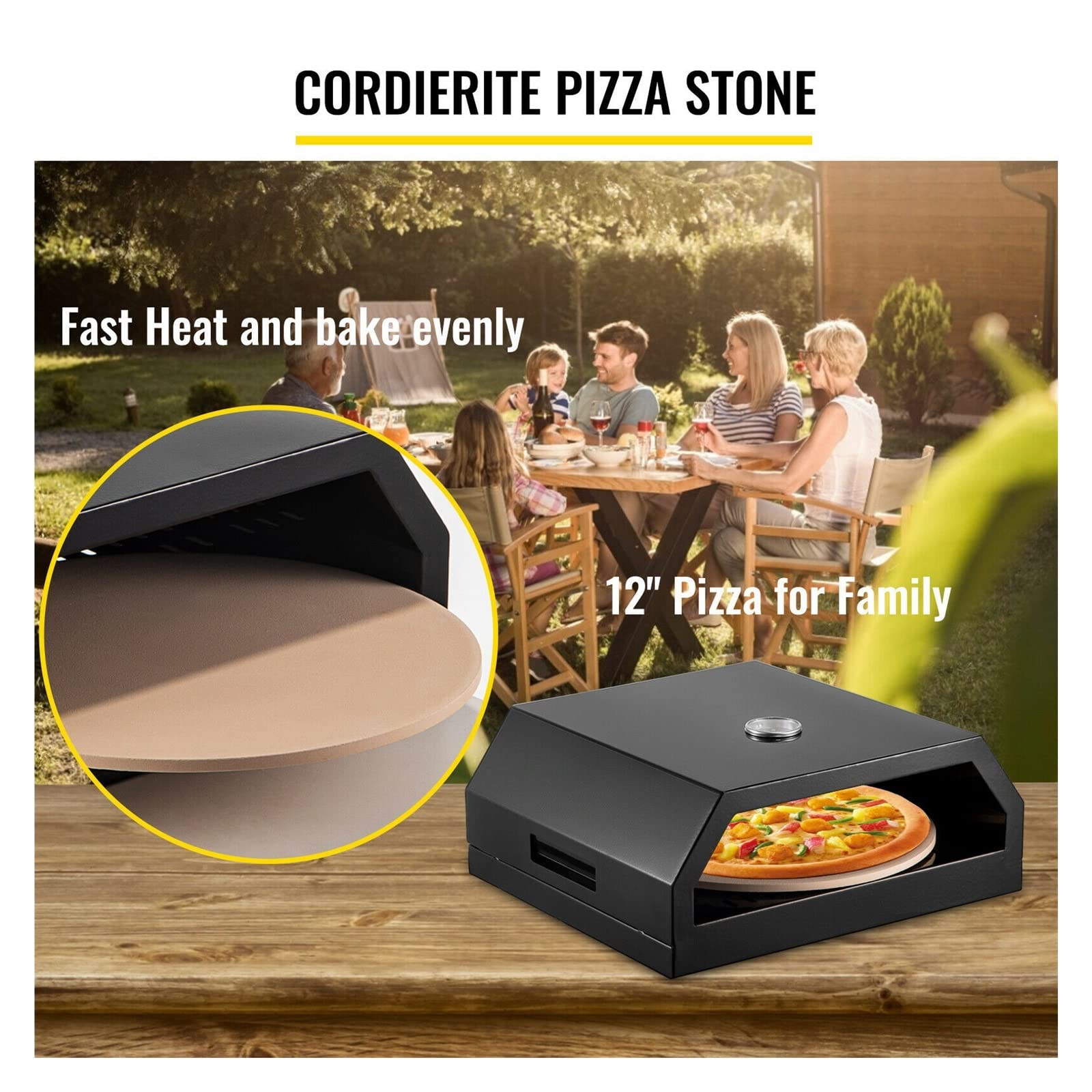 Horno de pizza BBQ, 42 x 37 x 19 cm horno de pizza exterior 24-232 ?Horno de pizza Gas 30.5 cm Diámetro de piedra Horno de pizza Jardín Horno de pizza Kit Parrilla Horno de pizza Acero inoxidable Horn