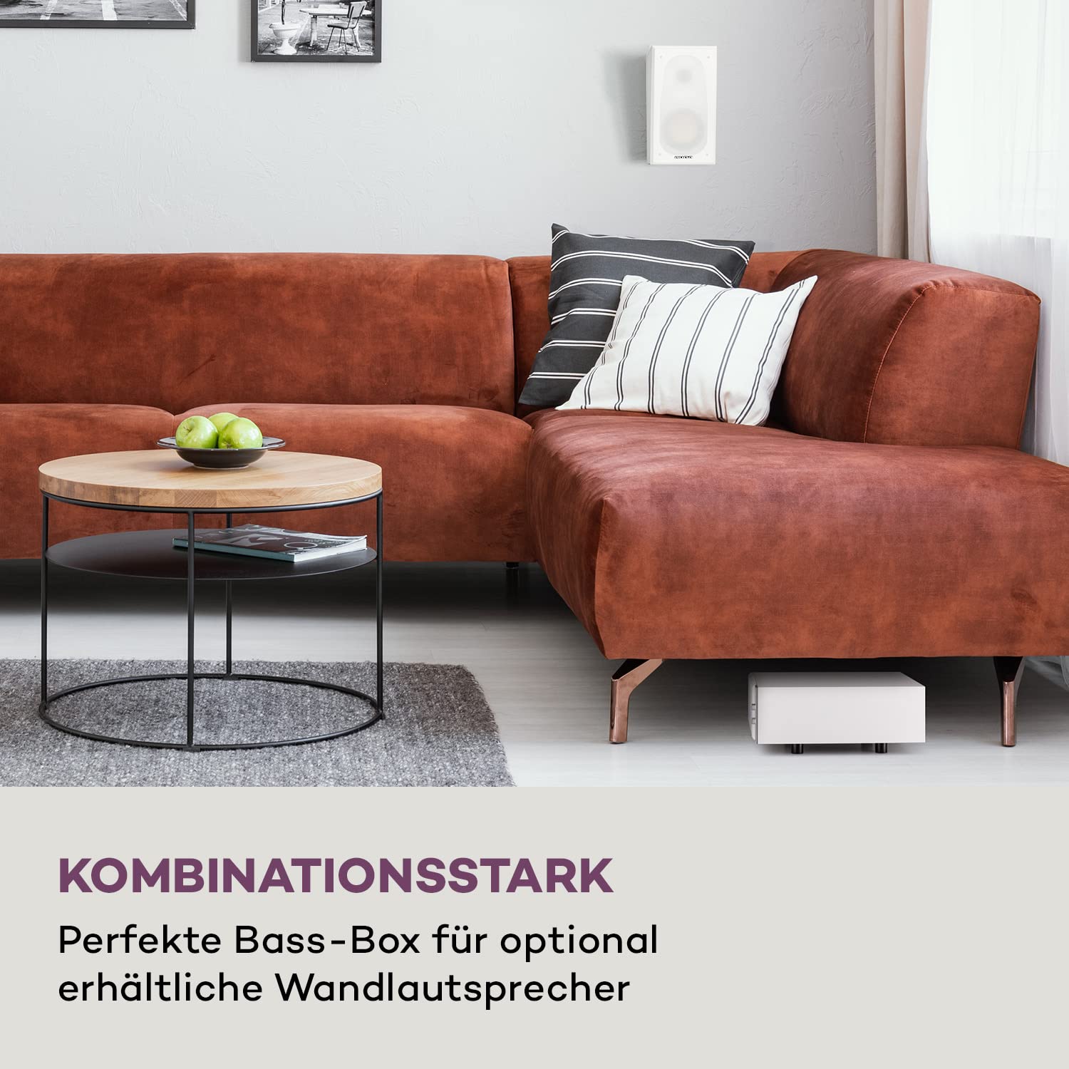 auna Two Hi-Fi Subwoofer mit Auto-Off, 80W RMS Subwoofer Passiv, HiFi-Lautsprecher Boxen für Heimkino, klein mit Starkem Bass, 100W HiFi Anlage, AUX für MP3 & CD Player, Lautstärkeregler