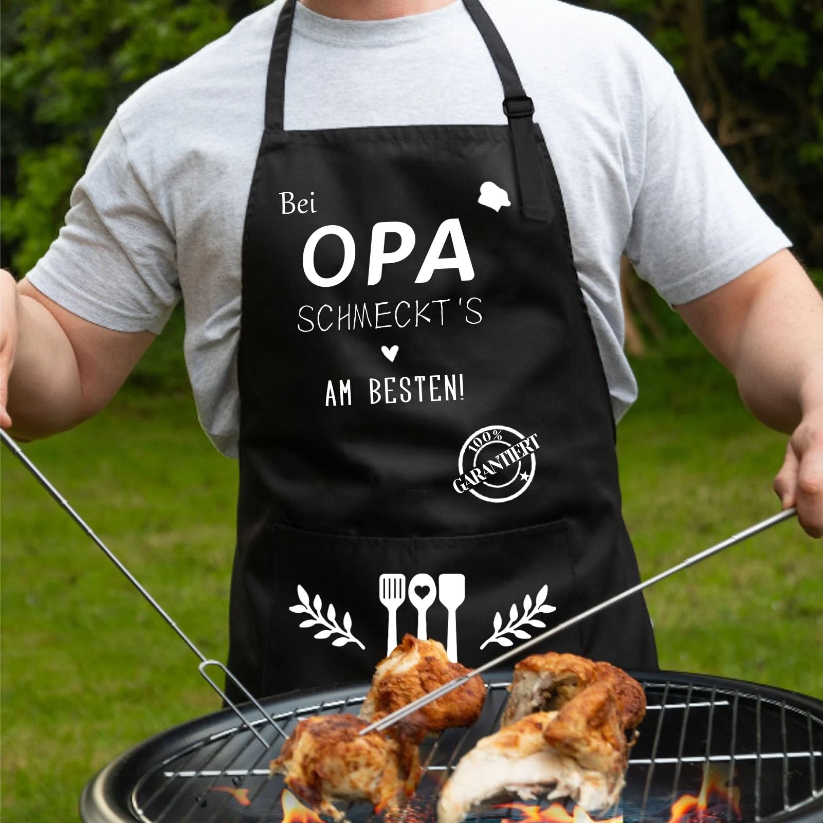 Opa-Schürze Aus Robustem Segeltuch – Verstellbar, Mit Großen Taschen, Perfekt Fürs Kochen & Arbeiten