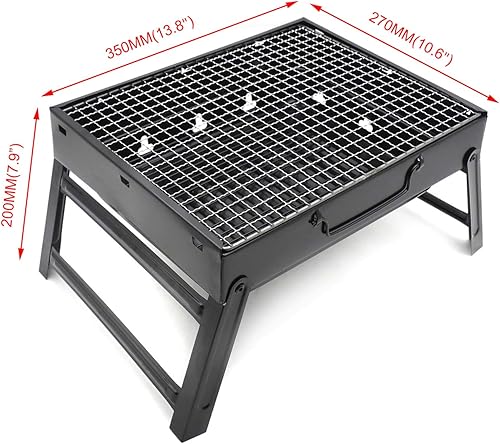 Miniatura 2 de HTTMT - 13.8 X10.6 X 7.9 Parrilla de barbacoa plegable barbacoa estufa de carbón Shish Kabob Mesa para acampar al aire libre Picnic Cocina de viaje