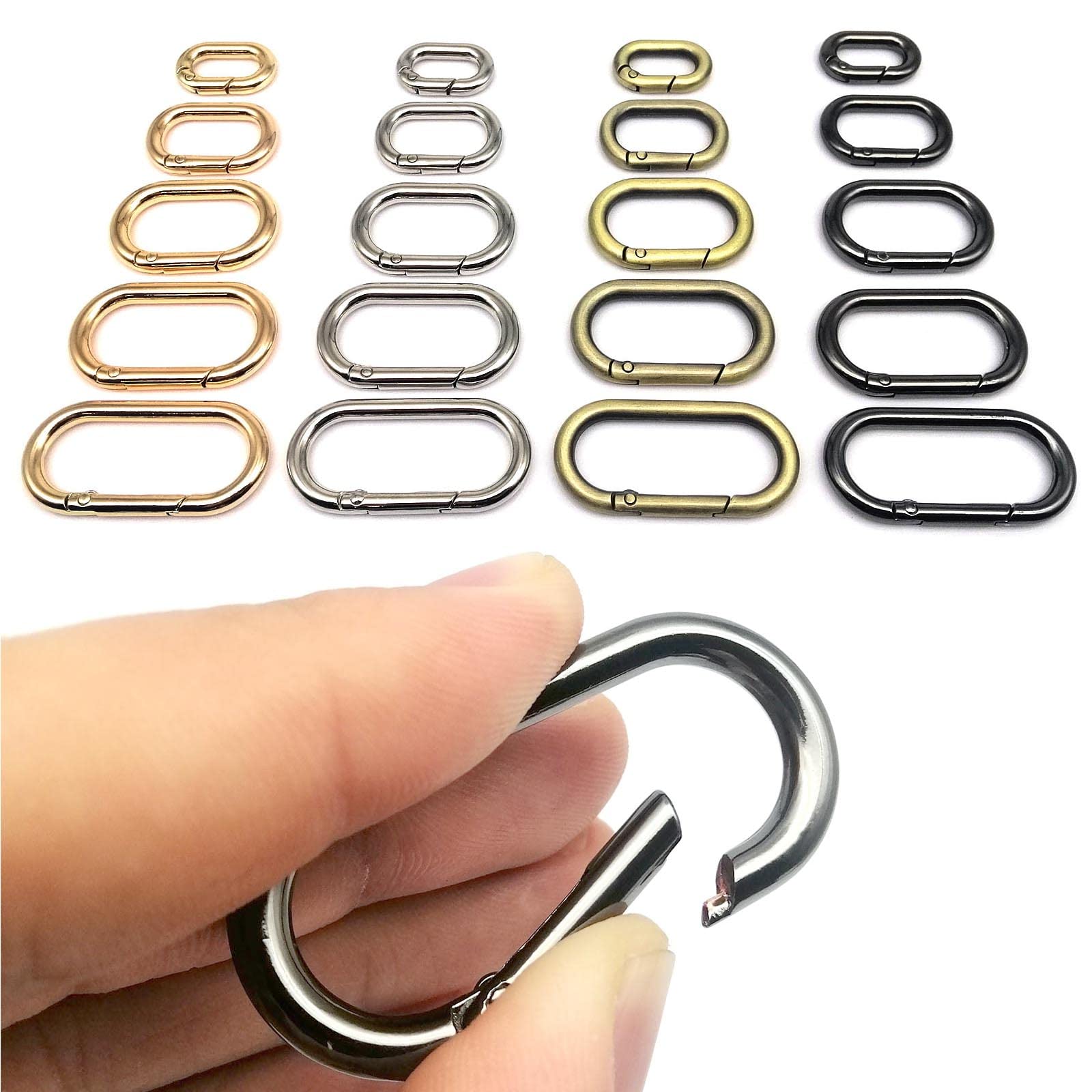PATIKIL 10 Anelli A Molla Con Gancio 25mm - Moschettoni In Metallo Nero Per Portachiavi, Borse, Craft E Fai Da Te