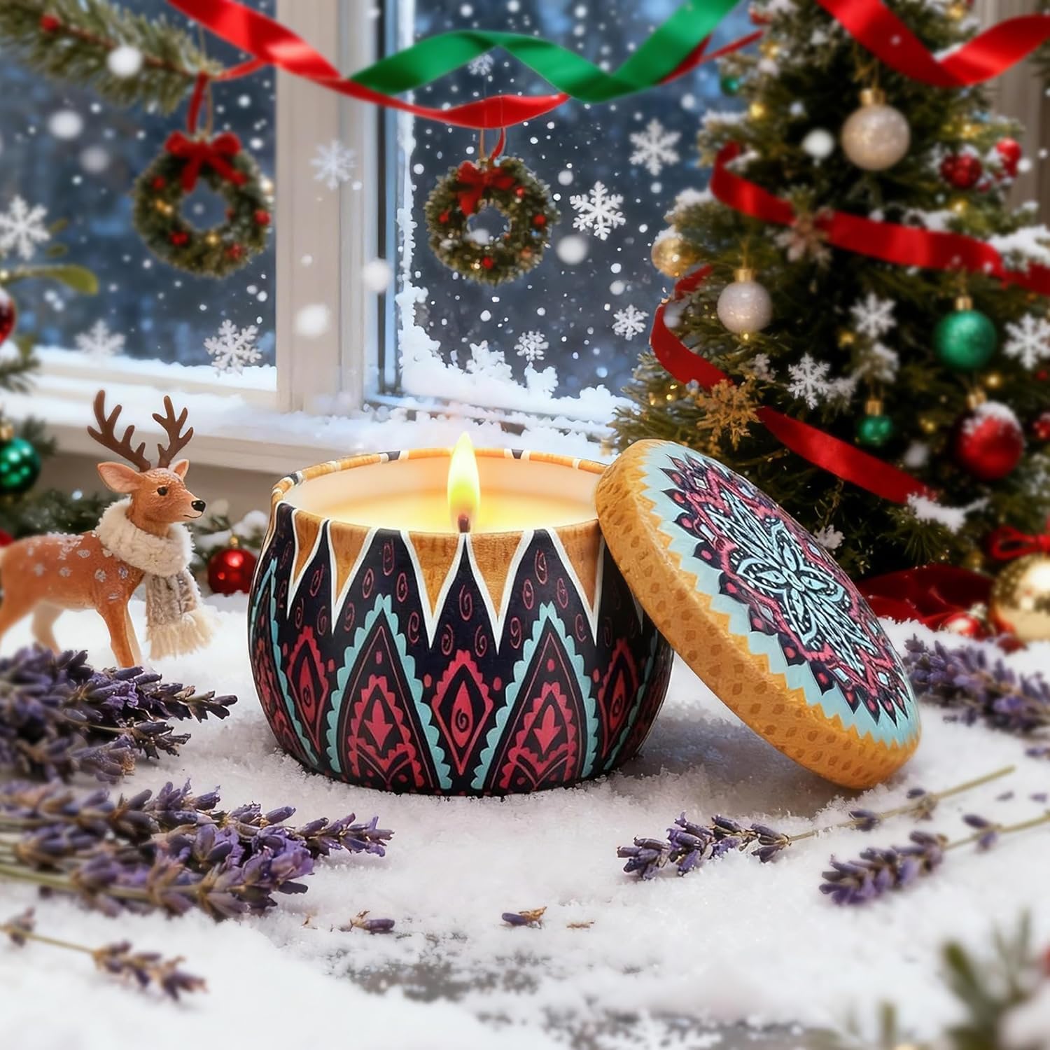 CREASHINE Candele Profumate Regalo 4 * 5,6 Oz Set Decorative,Regalo Donna,Cera di Soia Naturale Regali Natale/San Valentino/Nozze/Mamma/Anniversario/Compleanno