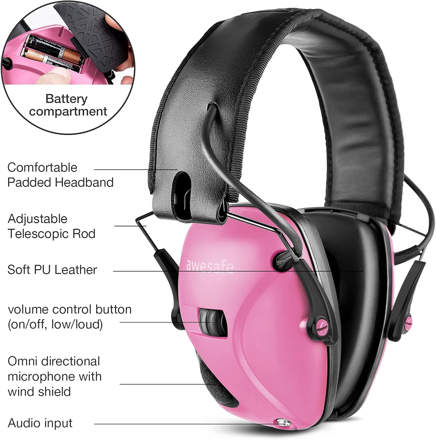 awesafe Electronic Shooting Earmuff, GF01 Noise Reduction Sound