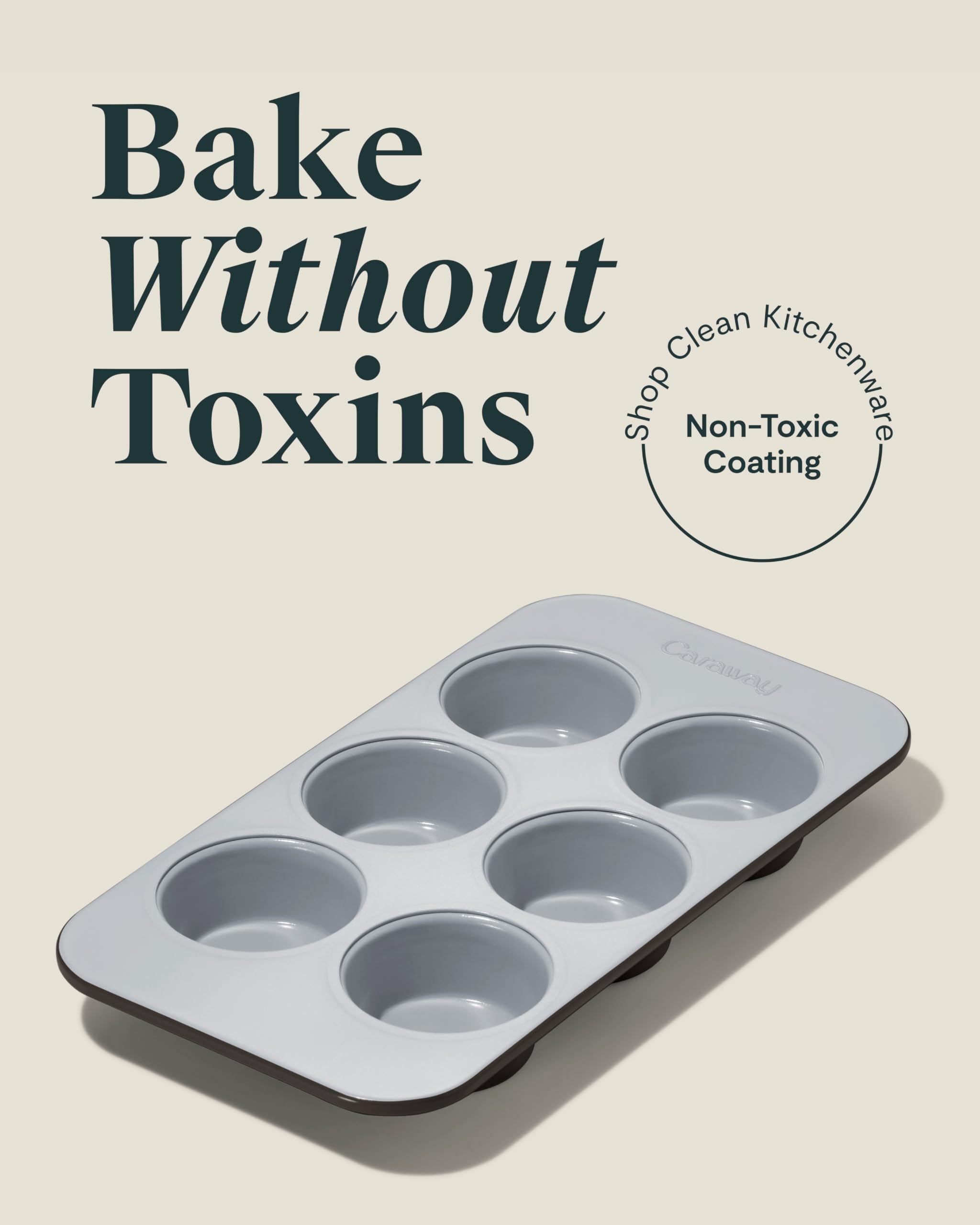 Caraway Antihaft-Keramik-Muffinform für 6 Muffins, ungiftig, PTFE- und PFOA-frei, ofenfest, aluminisierter Stahlkern, kleine Muffinform zum Backen von Cupcakes, Muffins und mehr, Schwarz