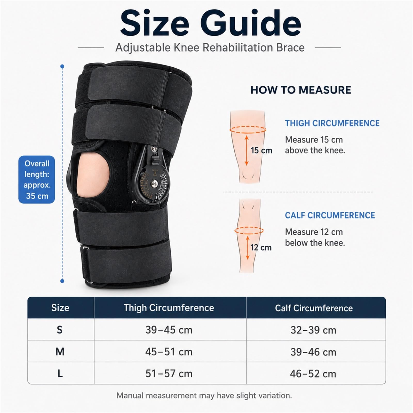 Ginocchiera Articolata Regolabile con Cerniere ROM Rimovibili e Controllo della Flessione per Post-Operatorio Supporto Compressione Traspirante Design Antiscivolo(L)