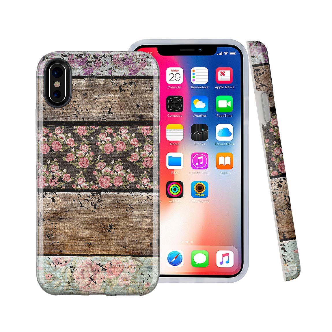 iPhone X case, iPhone Xs Case, Floral Art Roses, CASESOCIETY Slim Flexible Soft Silicone Bumper Shockproof Gel TPU Rubber Glossy Skin Cover Case for Apple iPhone X & XS