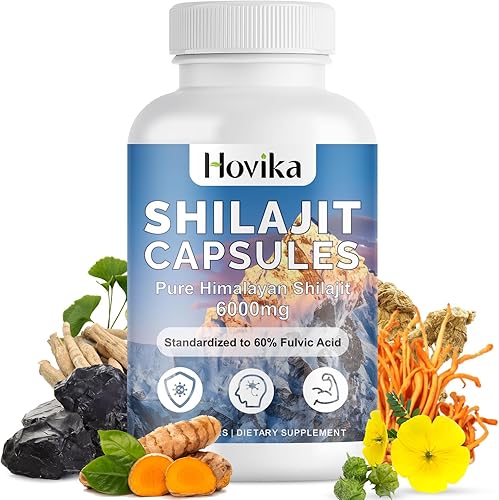 Shilajit Pure Himalayan 6000mg Suplemento de resina Shilajit para hombres y mujeres 60% ácido fúlvico Shilajit cápsulas con Ashwaganhda, Maca,