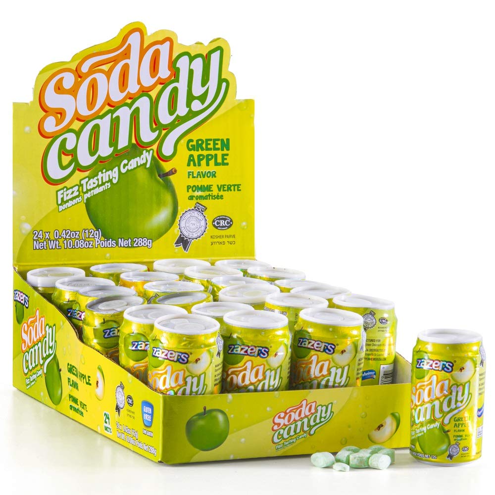 Buy Zazers Soda Can Fizzy Candy Fizzy Green Apple Flavored Hard