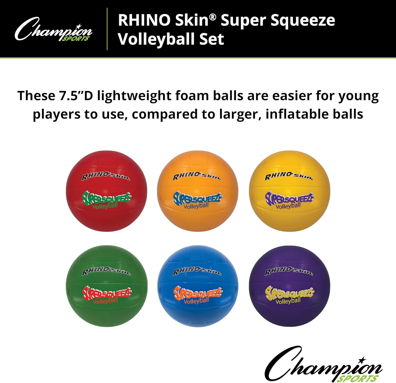 Champion Sports Super Squeeze 7" Volleyball Set